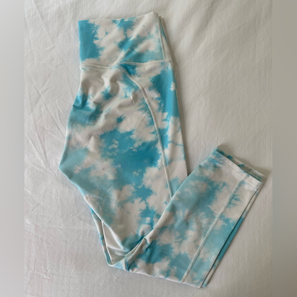 Fabletics Blue Tie Dye Power Hold Leggings